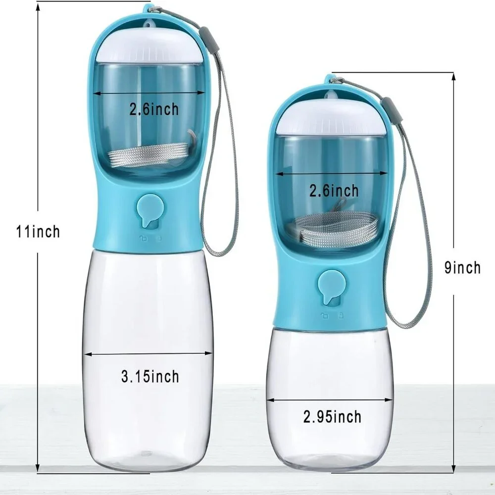 Dog Water Bottle with Food Container, Travel Puppy Water Bowl, Portable Pet Disp